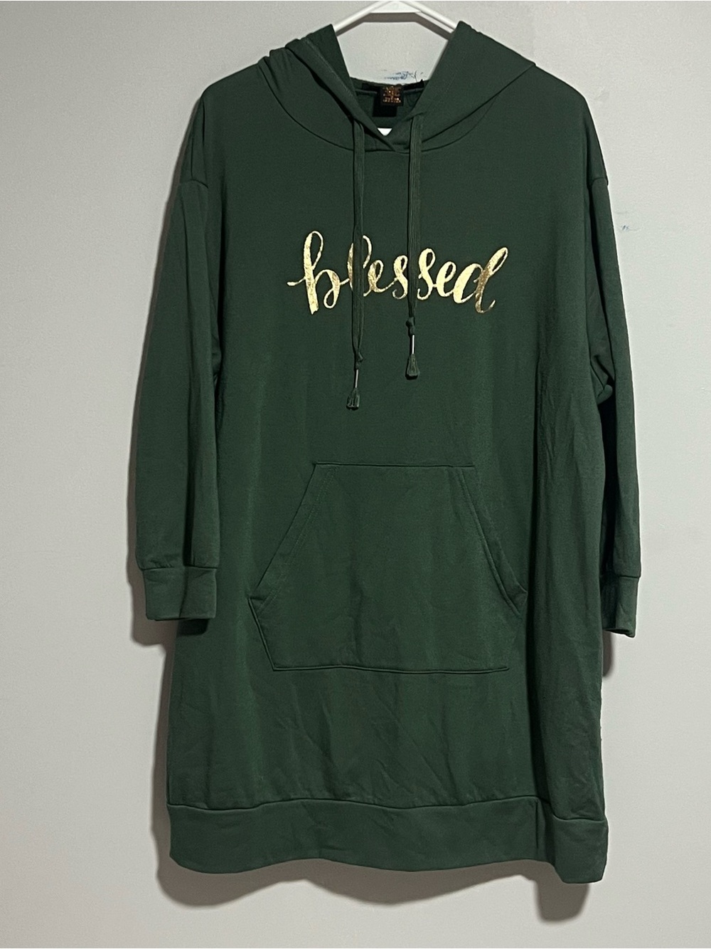 Women's Forest Green 'Blessed' Hooded Dress #0034